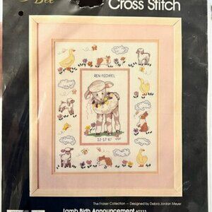 🛍️2 for $25 Sale🛍️Golden Bee Counted Cross Stitch Kit Birth Announcement‎ LAMB